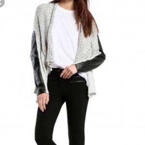 Michael Stars Cardigan with Leather Sleeves